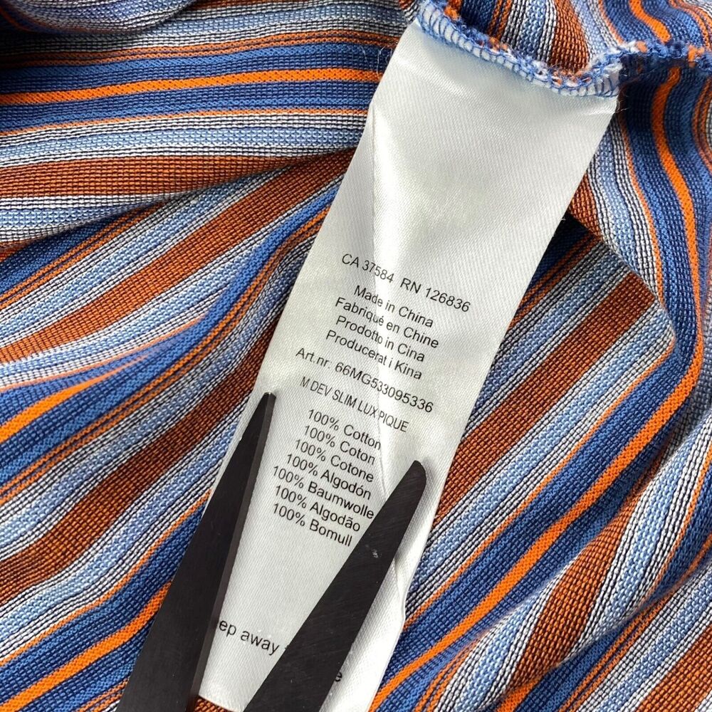 $115 J Lindeberg Polo Shirt Mens Large Striped Dev Slim Lux Pique Logo Golf - Picture 7 of 9